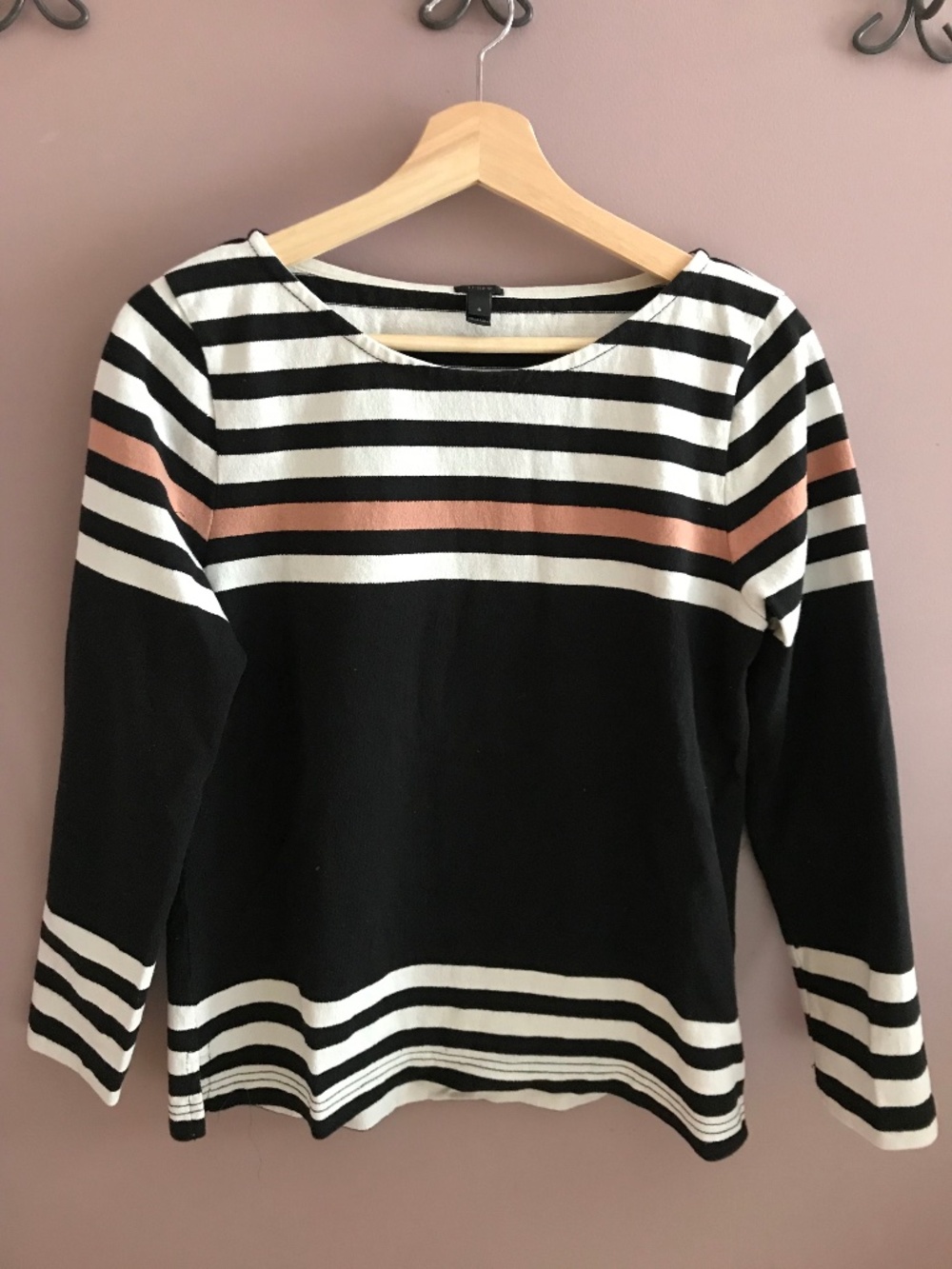 J.Crew black striped thick top